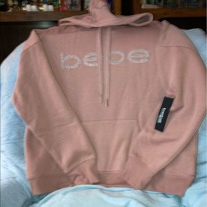 CUTE NWT bebe hoodie, plus size 2X, rose dust sparkling silver rhinestud logo